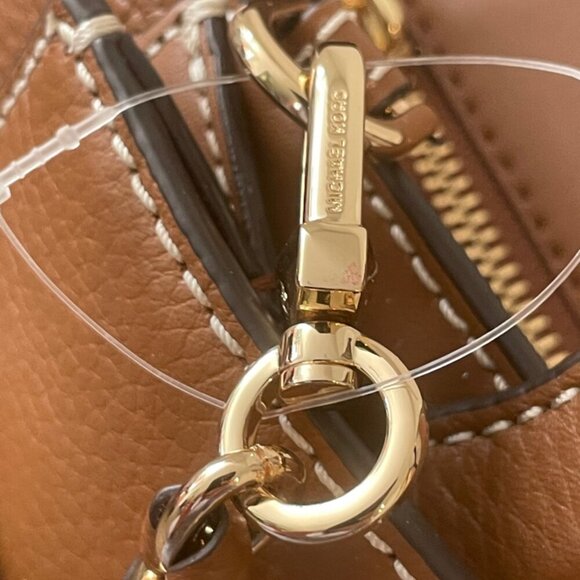 MICHAEL KORS CARMEN LARGE TOTE PEBBLE LEATHER CHESTNUT GOLD VERSATILE CARRY ALL - Picture 13 of 16